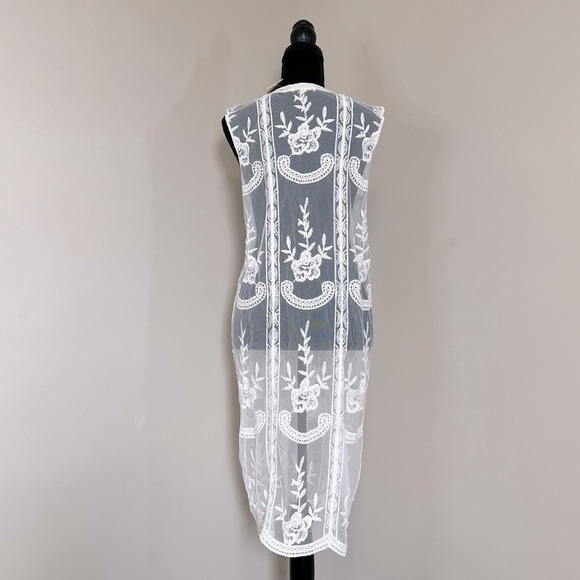Amber Skies Lace Coverup Womens Cream Medium bohemian - Picture 5 of 6